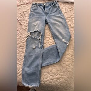 Abercrombie & Fitch Light Blue Straight Leg Ripped Jeans